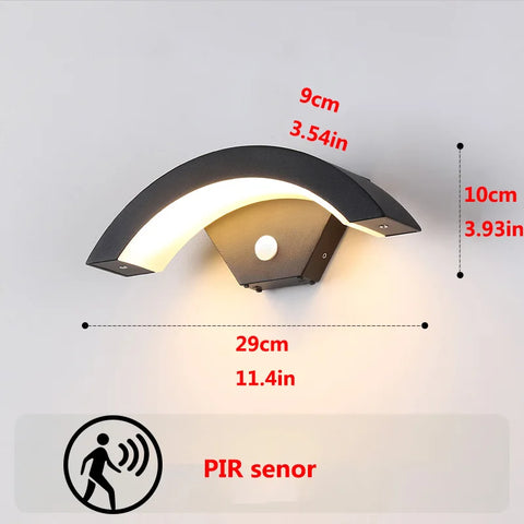 18W 24W 30W Moden waterproof outdoor wall lamp PIR motion sensor wall light Garden porch frontdoor black aluminum lamp body