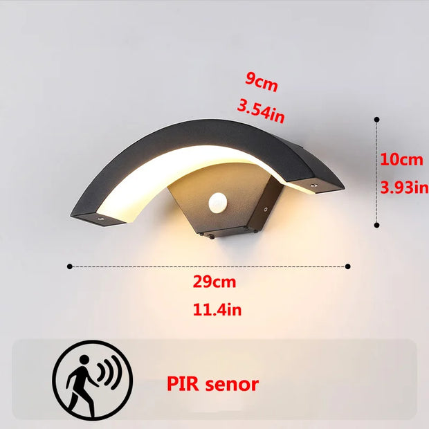 18W 24W 30W Moden waterproof outdoor wall lamp PIR motion sensor wall light Garden porch frontdoor black aluminum lamp body