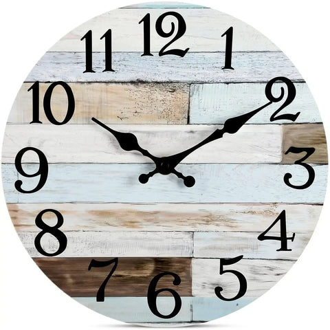 10Inch Silent Non-Ticking Wall Clocks , Coastal Country Style  for Living Room, Kitchen, Bathroom, Bedroom, Laundry Room