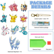 6-12Pcs Pokémon DIY Diamond Painting Keychains Cute Pikachu Rhinestones Art Mosaic Keyring Women Bag Pendant Decor Craft Gift