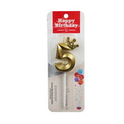 Digital Number Candle for Kids, Gold Crown, Birthday Cake Candle, Wedding Party Decor, 0-9 Number Candles