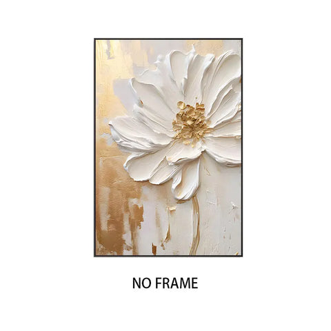 Abstract White Flower Oil Painting Printed on Canvas, Luxury Flower Posters and Prints Floral Wall Art Porch Living Room Decor